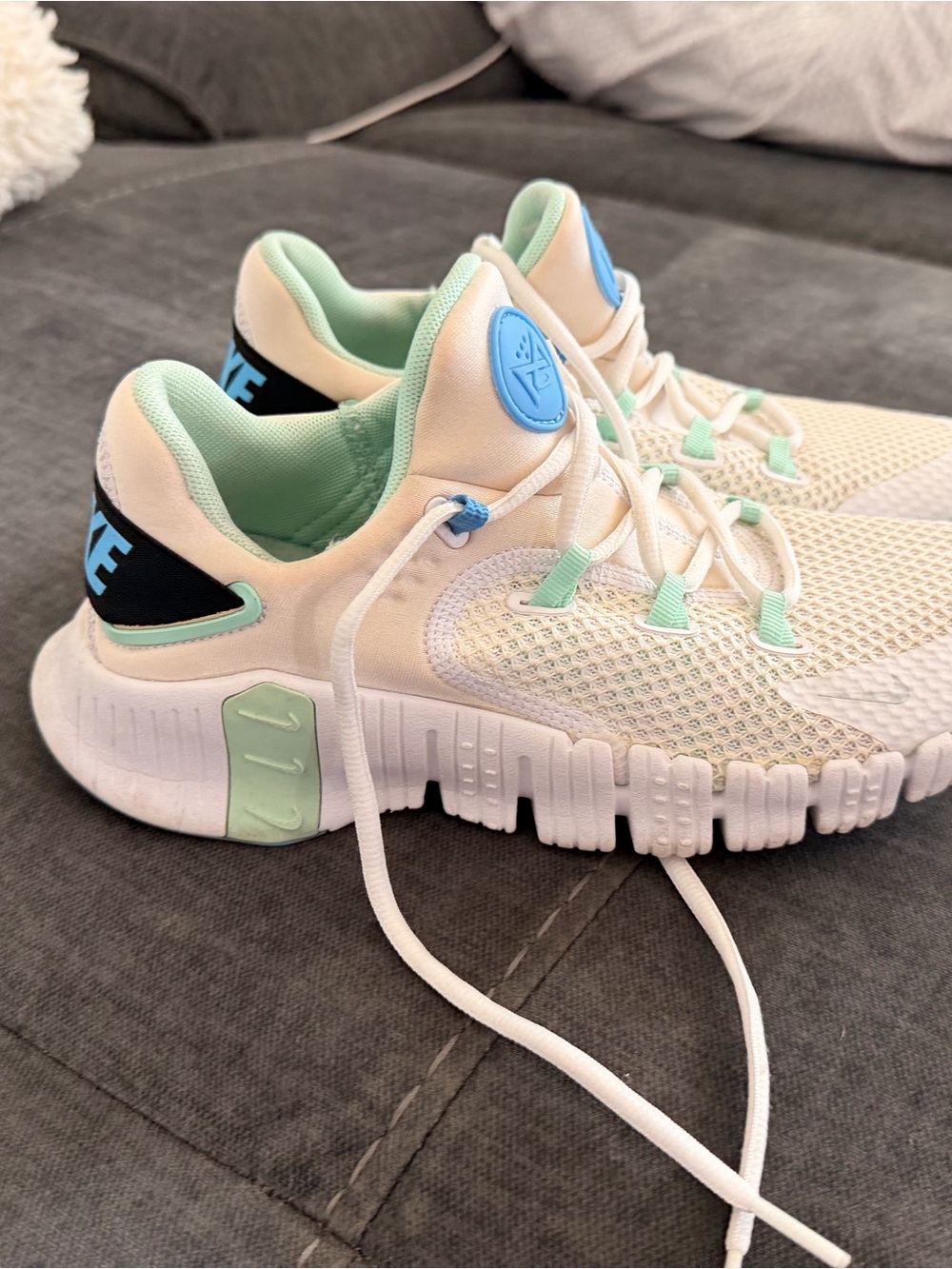 Nike Kids White Mint & Blue Breathable Sneakers